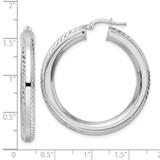 Sterling Silver Rhodium-plated 5x38mm D/C Octagon Tube Hoop Earrings