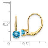 14k 5mm Blue Topaz Leverback Earrings