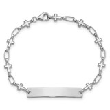 Sterling Silver Rhodium-plated 6.25 inch Cross Children's ID Bracelet