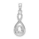Sterling Silver Rhodium-plated 6.5mm CZ Teardrop Pendant