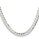 Sterling Silver Rhodium-plated 6.75mm Concave Beveled Curb Chain - QC-86821817-5750
