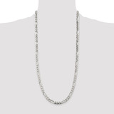 Sterling Silver Rhodium-plated 6.75mm Pav‚ Flat Figaro Chain - QF-48DAF2D7-7957