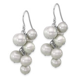 Sterling Silver Rhodium-plated 6-10mm Grey Near-Round Freshwater Cultured Pearl Dangle Earrings