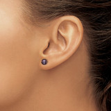 Sterling Silver Rhodium-plated 6-7mm Black Button Freshwater Cultured Pearl Post Earrings