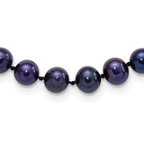 Sterling Silver Rhodium-plated 6-7mm Black Near-Round Freshwater Cultured Pearl 16 inch Necklace