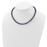 Sterling Silver Rhodium-plated 6-7mm Black Near-Round Freshwater Cultured Pearl 20 inch Necklace