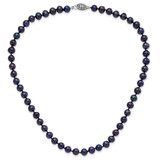 Sterling Silver Rhodium-plated 6-7mm Black Near-Round Freshwater Cultured Pearl 20 inch Necklace
