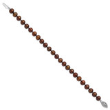 Sterling Silver Rhodium-plated 6-7mm Brown Near-Round Freshwater Cultured Pearl 7.25 inch Bracelet