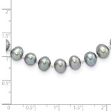 Sterling Silver Rhodium-plated 6-7mm Grey Near-Round Freshwater Cultured Pearl 18 inch Necklace