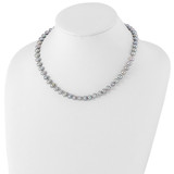 Sterling Silver Rhodium-plated 6-7mm Grey Near-Round Freshwater Cultured Pearl 20 inch Necklace