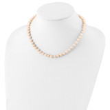 Sterling Silver Rhodium-plated 6-7mm Pink Near-Round Freshwater Cultured Pearl 20 inch Necklace