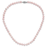 Sterling Silver Rhodium-plated 6-7mm Purple Near-Round Freshwater Cultured Pearl 18 inch Necklace