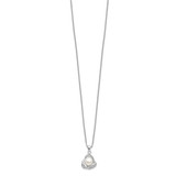 Sterling Silver Rhodium-plated 6-7mm White Button Freshwater Cultured Pearl 17 inch Necklace and Post Earrings Set