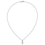 Sterling Silver Rhodium-plated 6-7mm White Button Freshwater Cultured Pearl and CZ 17 inch Necklace - QG-63E9B15F-7319
