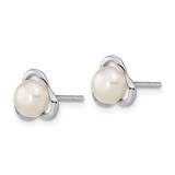 Sterling Silver Rhodium-plated 6-7mm White Button Freshwater Cultured Pearl Post Earrings - QE-199D643C-4035