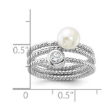 Sterling Silver Rhodium-plated 6-7mm White Freshwater Cultured Pearl and CZ 3 Ring Set - QR-72F82B18-3451