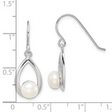 Sterling Silver Rhodium-plated 6-7mm White Freshwater Cultured Pearl Teardrop Dangle Earrings