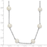 Sterling Silver Rhodium-plated 6-7mm White Near-Round Freshwater Cultured Pearl 12-Station 16 inch Necklace
