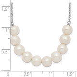 Sterling Silver Rhodium-plated 6-7mm White Near-Round Freshwater Cultured Pearl 18 inch Necklace - QH-5E1E63E7-3333