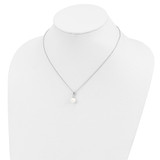 Sterling Silver Rhodium-plated 6-7mm White Teardrop Freshwater Cultured Pearl 17 inch Necklace and Button Post Earrings Set