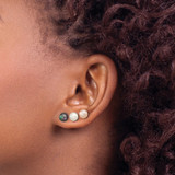 Sterling Silver Rhodium-plated 6-7mm White, Black and Pink Button Freshwater Cultured Pearl Set of 3 Post Earrings