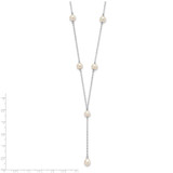 Sterling Silver Rhodium-plated 6-8mm White Teardrop and Semi-Round Freshwater Cultured Pearl 6-Station Y-Drop 16 inch Necklace