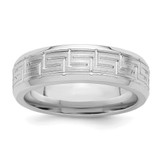 Sterling Silver Rhodium-plated 6mm Brushed Fancy Band Size 13.5