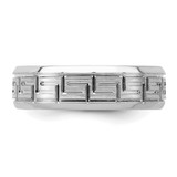 Sterling Silver Rhodium-plated 6mm Brushed Fancy Band Size 7.5 - QW-B3B5495B-5370
