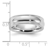 Sterling Silver Rhodium-plated 6mm Comfort Fit Milgrain Size 11 Band
