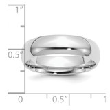 Sterling Silver Rhodium-plated 6mm Comfort Fit Size 6 Band