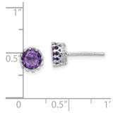 Sterling Silver Rhodium-plated 6mm Polished Amethyst Post Earrings - QE-EBFF60D2-9632