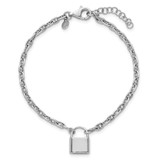 Sterling Silver Rhodium-plated 7 inch with 1 inch extender Lock Bracelet