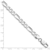 Sterling Silver Rhodium-plated 7.0mm Lightweight Flat Figaro Chain - QM-BAEDFD90-4586