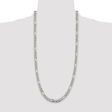 Sterling Silver Rhodium-plated 7.25mm Pav‚ Flat Figaro Chain - QF-85B363BF-7964