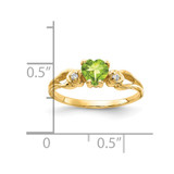 14k 5mm Heart Peridot AA Diamond ring