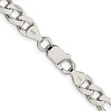 Sterling Silver Rhodium-plated 7.25mm Pave Flat Figaro Chain - QF-1C0B155F-6089