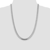 Sterling Silver Rhodium-plated 7.35mm Domed w/ Side D/C Curb Chain - QR-4D7B0236-9639