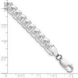 Sterling Silver Rhodium-plated 7.35mm Domed w/ Side D/C Curb Chain - QR-DEAD6297-9063