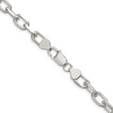 Sterling Silver Rhodium-plated 7.5mm Diamond-cut Long Link Cable Chain - QA-48AF920F-7290