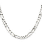 Sterling Silver Rhodium-plated 7.5mm Figaro Chain - QF-EDB5FBE6-8569