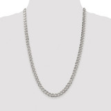 Sterling Silver Rhodium-plated 7.5mm Pav‚ Curb Chain - QC-52C97ED5-8964