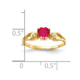 14k 5mm Heart Ruby AA Diamond ring