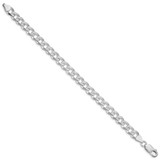 Sterling Silver Rhodium-plated 7.5mm Pav‚ Curb Chain - QC-BAA3554B-1325