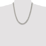 Sterling Silver Rhodium-plated 7.5mm Pave Curb Chain - QC-B059F413-1991