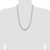 Sterling Silver Rhodium-plated 7.75mm Figaro Chain - QF-A0C627B5-3539