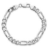 Sterling Silver Rhodium-plated 7.75mm Figaro Chain - QF-B2D520FF-8501