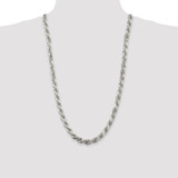 Sterling Silver Rhodium-plated 7.8mm Diamond-cut Rope Chain - QD-64448BCC-6572