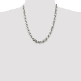 Sterling Silver Rhodium-plated 7.8mm Diamond-cut Rope Chain - QD-81D50E5F-7553