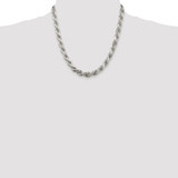 Sterling Silver Rhodium-plated 7.8mm Diamond-cut Rope Chain - QD-CF057DAC-4634