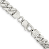 Sterling Silver Rhodium-plated 7.8mm Polished Domed Curb Chain - QD-B3DA6B9D-1214